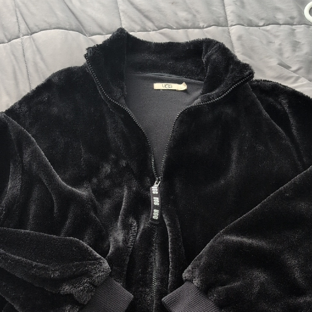 UGG Black Laken Faux Fur Jacket